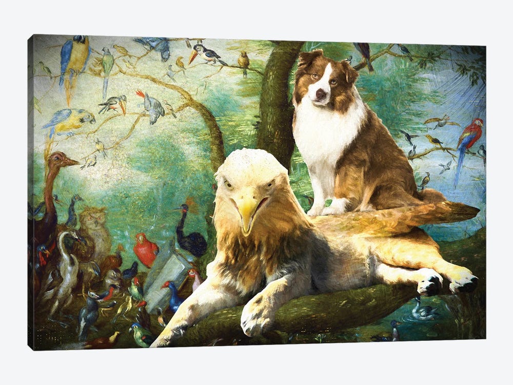 Australian Shepherd And Griffin by Nobility Dogs 1-piece Canvas Art Print