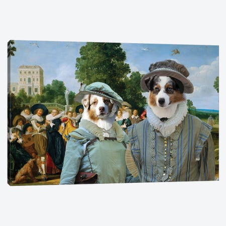 Australian Shepherd Palace Garden Canvas Print #NDG1296} by Nobility Dogs Canvas Print