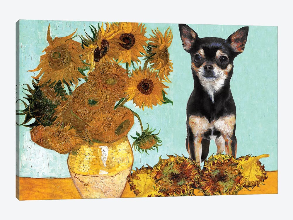 Chihuahua Sunflowers by Nobility Dogs 1-piece Canvas Wall Art