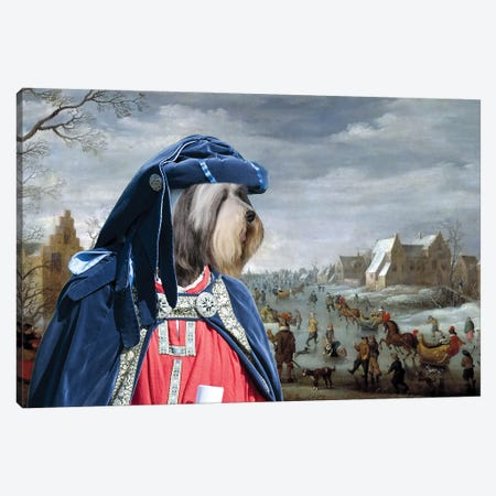 Bearded Collie Skating On Ice Canvas Print #NDG1301} by Nobility Dogs Canvas Artwork