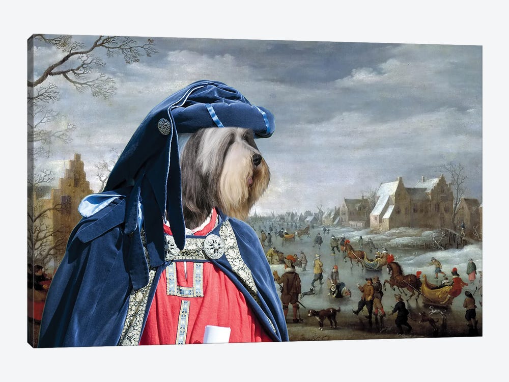 Bearded Collie Skating On Ice by Nobility Dogs 1-piece Canvas Artwork