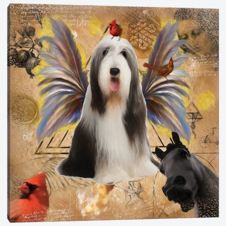 Bearded Collie Angel Canvas Print #NDG1302} by Nobility Dogs Canvas Wall Art