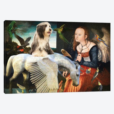 Bearded Collie, Angel And Pegasus Canvas Print #NDG1303} by Nobility Dogs Canvas Artwork