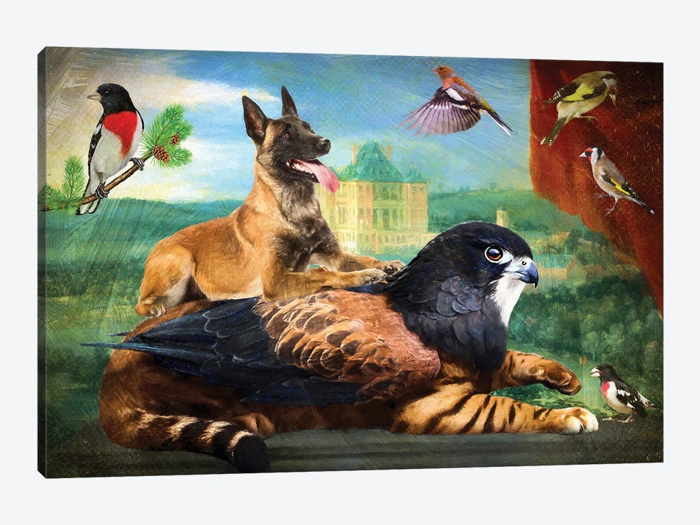 Belgian Malinois And Griffin by Nobility Dogs 1-piece Canvas Print