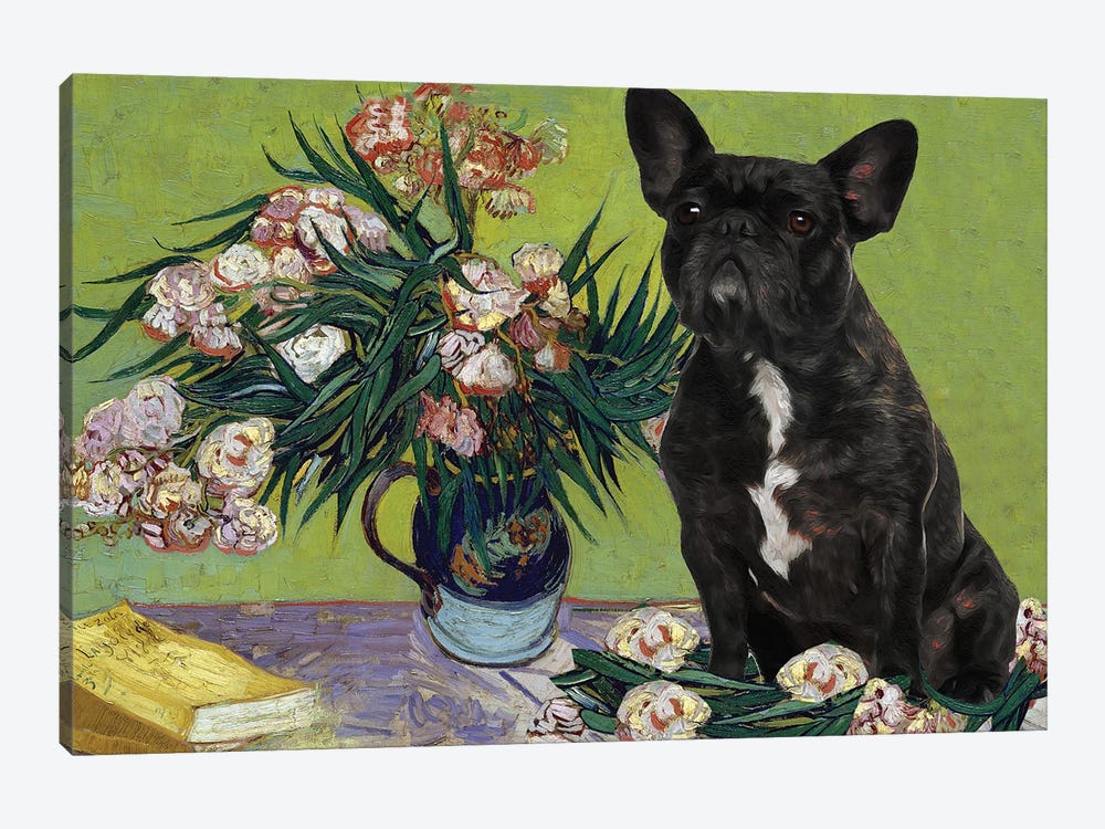 French Bulldog Frenchie Vase With Oleanders by Nobility Dogs 1-piece Canvas Art Print