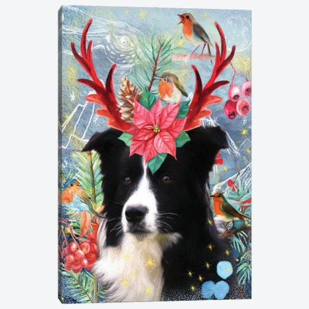Border Collie With Antlers Canvas Print #NDG1320} by Nobility Dogs Canvas Art