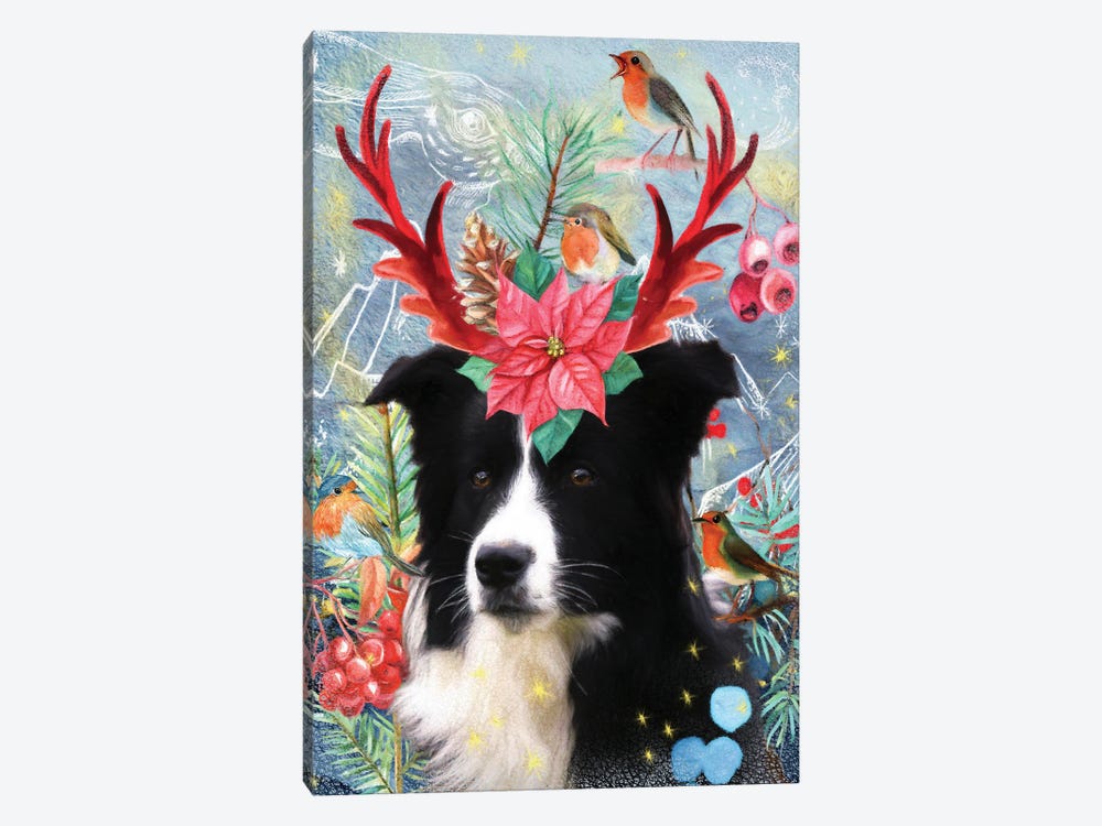 Border Collie With Antlers by Nobility Dogs 1-piece Canvas Print
