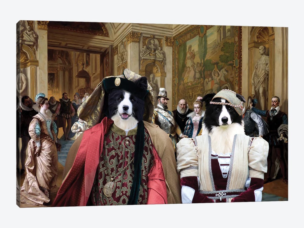 Border Collie Henri Iv And Marie De Medicis by Nobility Dogs 1-piece Canvas Artwork