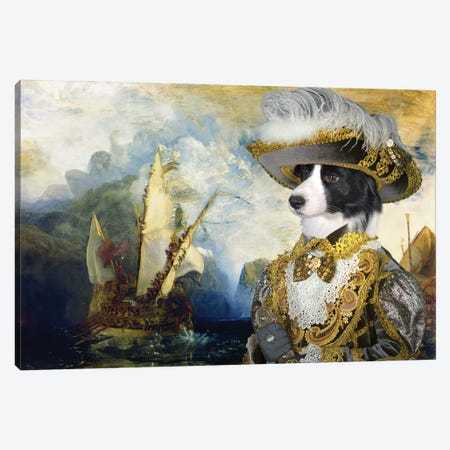 Border Collie Returning From The New World Canvas Print #NDG1322} by Nobility Dogs Canvas Wall Art