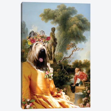 Briard Dog The Gallant Meeting Canvas Print #NDG1328} by Nobility Dogs Canvas Wall Art