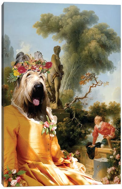 Briard Dog The Gallant Meeting Canvas Art Print