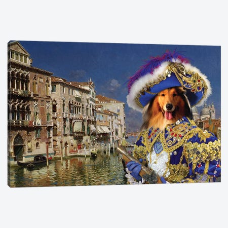 Rough Collie Venice Canvas Print #NDG1331} by Nobility Dogs Art Print