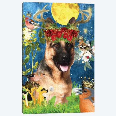 German Shepherd And Chaffinch Canvas Print #NDG1344} by Nobility Dogs Canvas Print