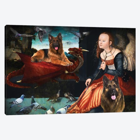 German Shepherd, Angel And Red Dragon Canvas Print #NDG1346} by Nobility Dogs Canvas Print