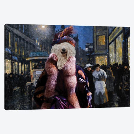 Komondor Dog The Town Night Out Canvas Print #NDG1354} by Nobility Dogs Canvas Art