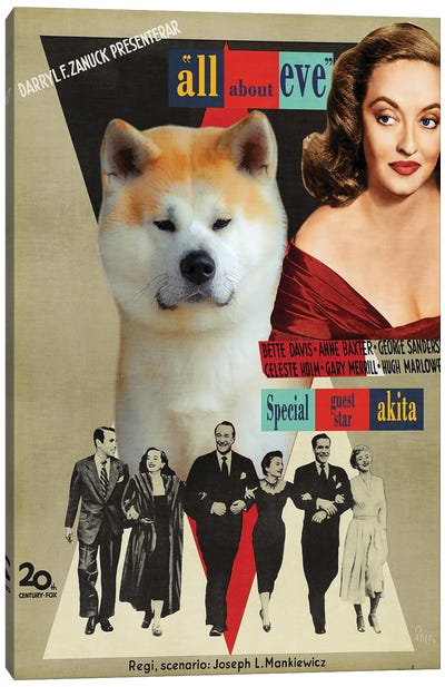 Akita Inu All About Eve Movie Canvas Art Print