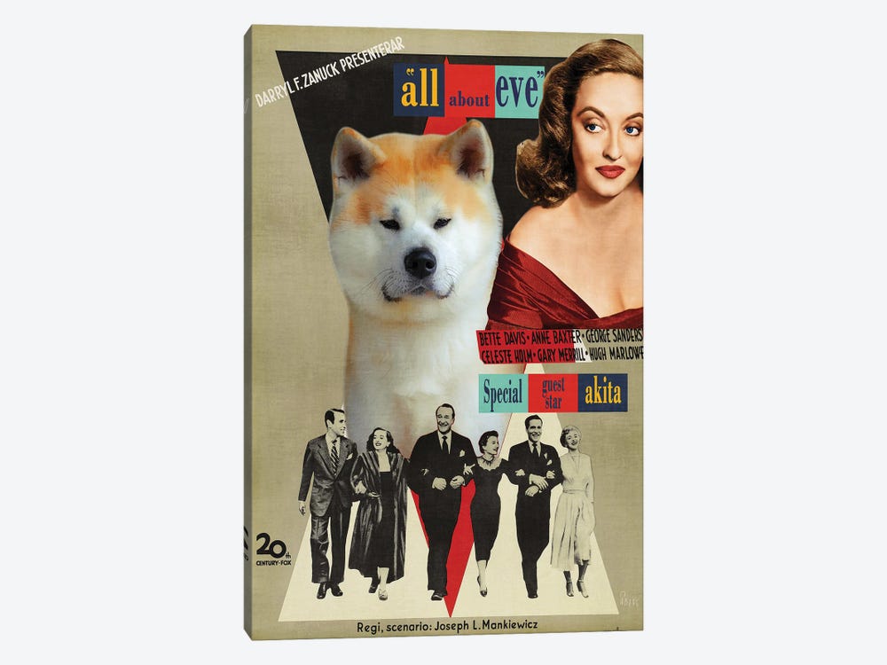 Akita Inu All About Eve Movie by Nobility Dogs 1-piece Canvas Art