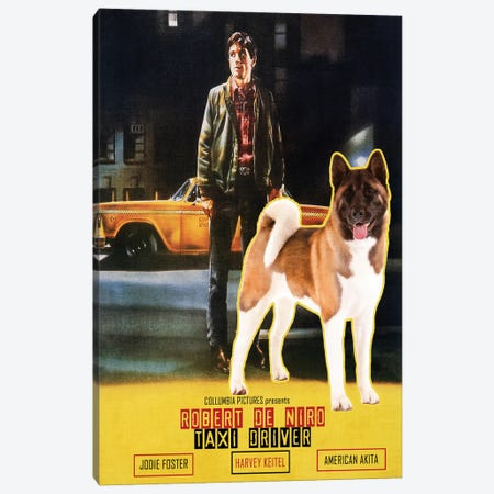 American Akita Taxi Driver Movie Canvas Print #NDG1363} by Nobility Dogs Canvas Wall Art
