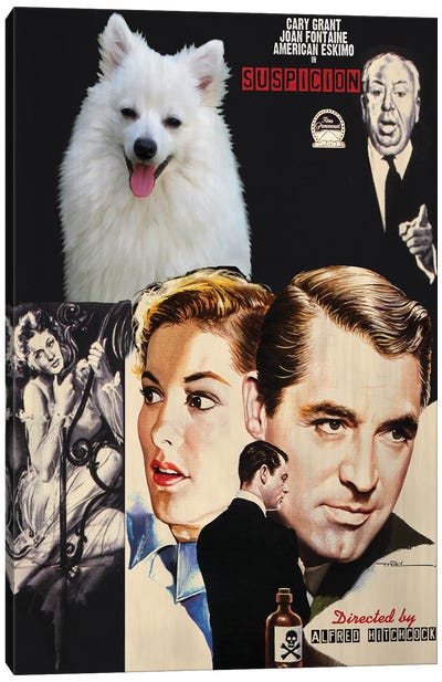 American Eskimo Dog Suspicion Canvas Art Print - Vintage Movie Posters