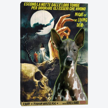 Peruvian Hairless Dog Night Of The Living Dead Canvas Print #NDG1375} by Nobility Dogs Canvas Wall Art