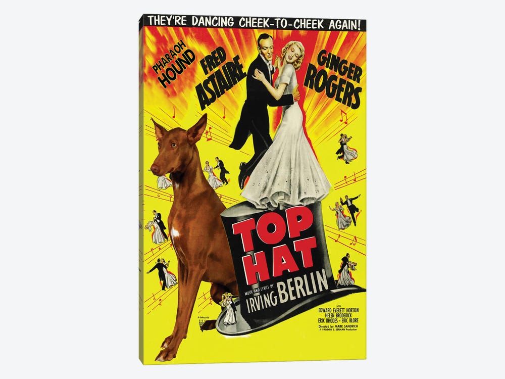 Pharaoh Hound Top Hat Movie by Nobility Dogs 1-piece Canvas Artwork