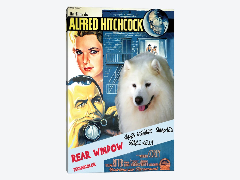 Samoyed Rear Window Movie by Nobility Dogs 1-piece Canvas Print