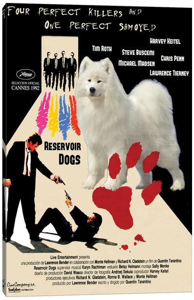 Samoyed Reservoir Dogs Canvas Art Print - Crime & Gangster Movie Art