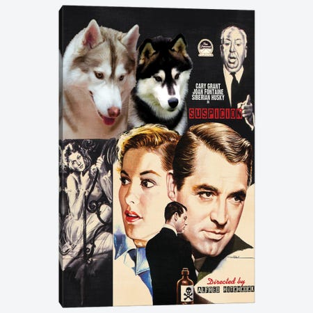 Siberian Husky Suspicion Movie Canvas Print #NDG1384} by Nobility Dogs Art Print