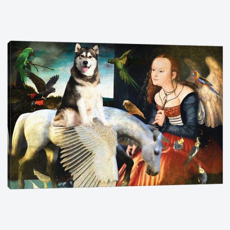 Alaskan Malamute, Angel And Pegasus Canvas Print #NDG1386} by Nobility Dogs Canvas Art Print