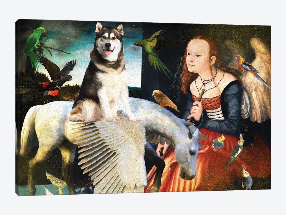 Alaskan Malamute, Angel And Pegasus by Nobility Dogs 1-piece Art Print