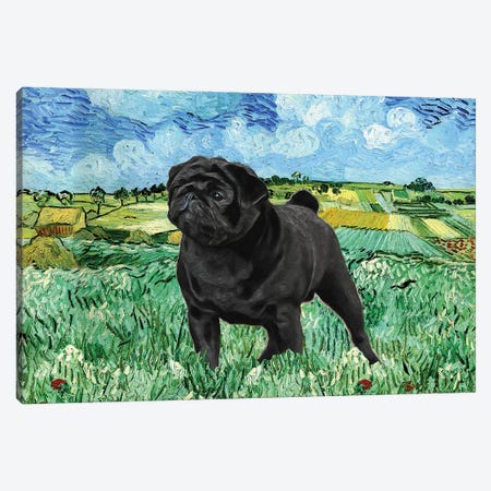 Black Pug The Plain Near Auvers Canvas Print #NDG138} by Nobility Dogs Canvas Artwork