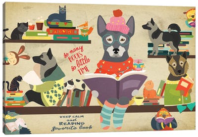 Norwegian Elkhound Book Time Canvas Art Print