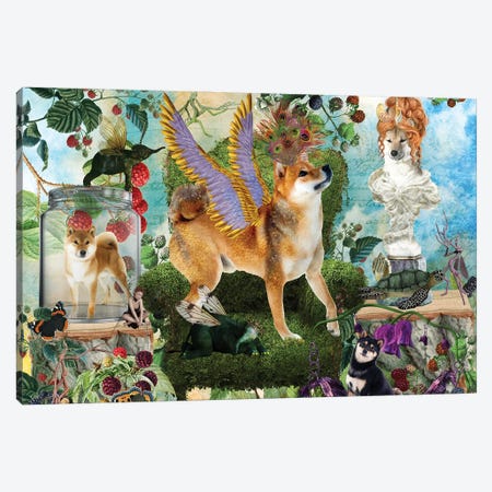 Shiba Inu Berry Paradise Canvas Print #NDG1407} by Nobility Dogs Canvas Wall Art