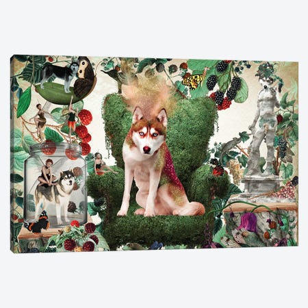 Siberian Husky Berry Paradise Canvas Print #NDG1408} by Nobility Dogs Art Print