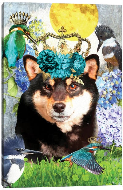 Shiba Inu And Kingfisher Canvas Art Print - Nobility Dogs