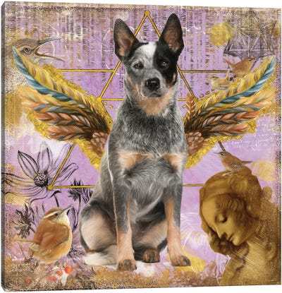Australian Cattle Dog Blue Heeler Angel Canvas Art Print - Angel Art