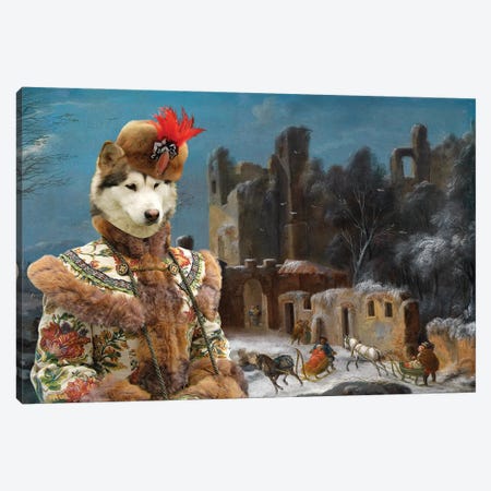 Alaskan Malamute A Winter Landscape With Travelers Canvas Print #NDG1437} by Nobility Dogs Art Print