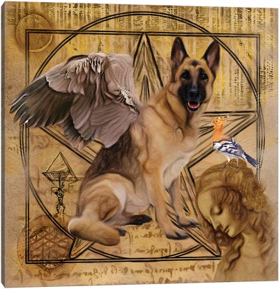 German Shepherd Angel Da Vinci Canvas Art Print - German Shepherd Art