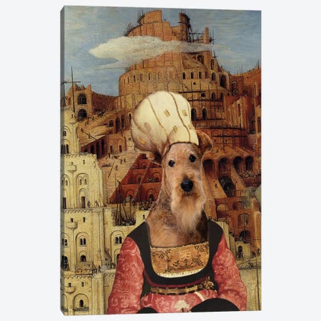 Airedale Terrier The Tower Of Babel Canvas Print #NDG1445} by Nobility Dogs Canvas Wall Art