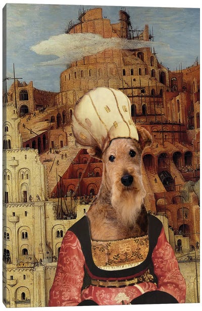 Airedale Terrier The Tower Of Babel Canvas Art Print - Airedale Terriers