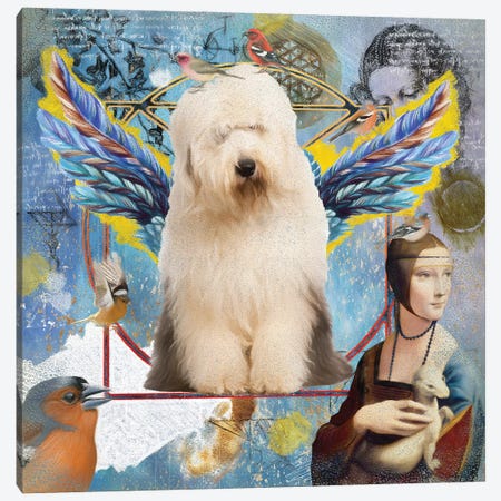 Old English Sheepdog Angel Da Vinci Canvas Print #NDG144} by Nobility Dogs Canvas Wall Art
