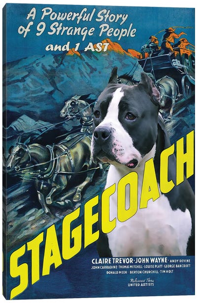 American Staffordshire Terrier Stagecoach Canvas Art Print - Pit Bull Art