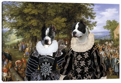 American Staffordshire Terrier Wedding Party Canvas Art Print - Pit Bull Art