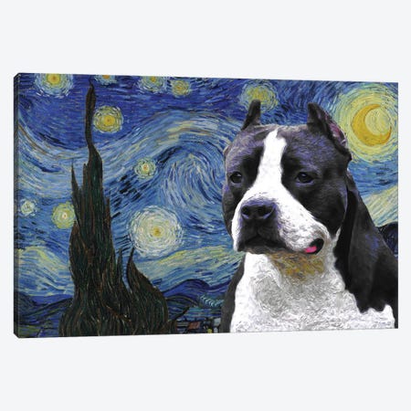 American Staffordshire Terrier The Starry Night Canvas Print #NDG1461} by Nobility Dogs Art Print