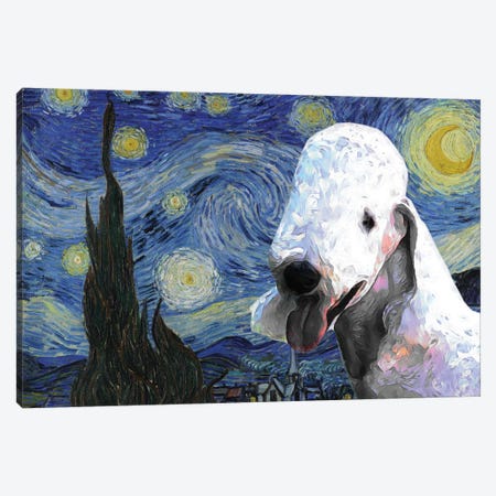 Bedlington Terrier The Starry Night Canvas Print #NDG1477} by Nobility Dogs Canvas Print