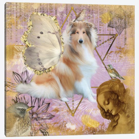 Rough Collie Sable Angel Canvas Print #NDG147} by Nobility Dogs Canvas Wall Art