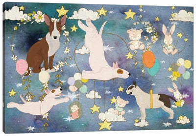 Bull Terrier Good Night Time Canvas Art Print - Bull Terriers