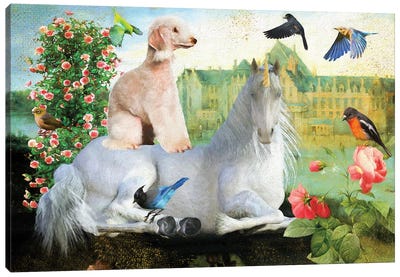 Bedlington Terrier And Unicorn Canvas Art Print