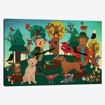 Golden Retriever Hunting Time Canvas Print #NDG1496} by Nobility Dogs Art Print