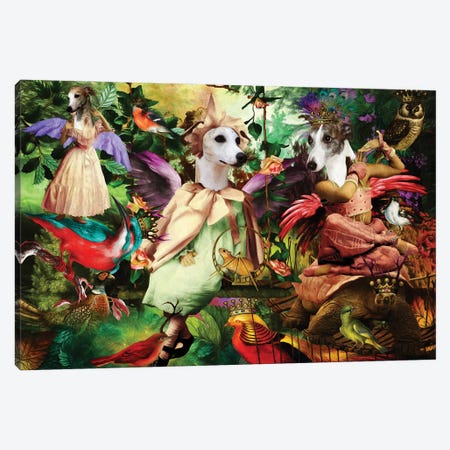 Whippet Enchanted Woodland Canvas Print #NDG1499} by Nobility Dogs Canvas Wall Art
